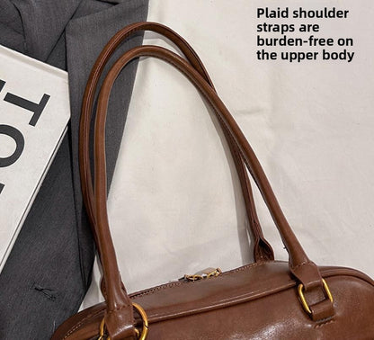 Women's Coffee Brown Multi-Pocket Handbag Shoulder Bag, Stylish Versatile Letter Crossbody Purse for Travel Work Shopping Dates