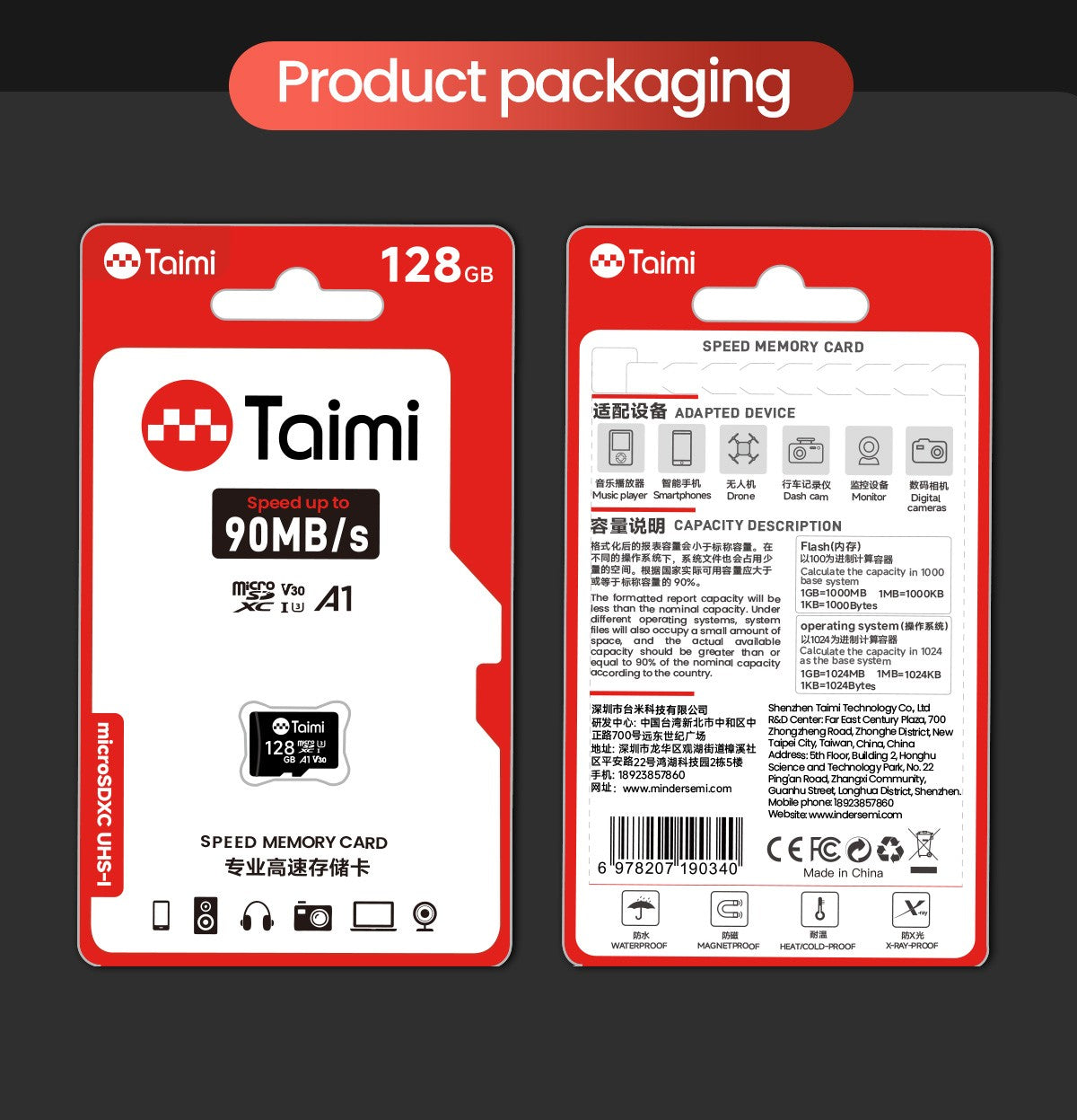 Taimi Cartão MicroSD C10 Cartão de Memória 32GB 64GB Classe10 Memória TF Micro SD SDXC 128GB 256GB A1 U3 V30 4K Para Câmera Veicular