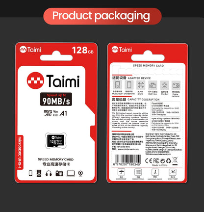 Taimi Cartão MicroSD C10 Cartão de Memória 32GB 64GB Classe10 Memória TF Micro SD SDXC 128GB 256GB A1 U3 V30 4K Para Câmera Veicular