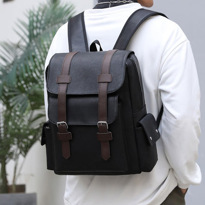 2023 Men Backpack PU Leather Bagpack Large Laptop Backpacks Male Mochilas Black Schoolbag For Teenagers Boys Brown Sac A Dos