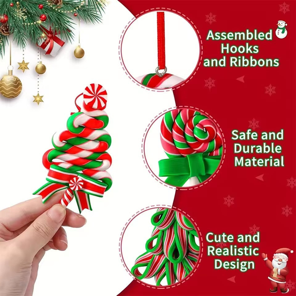 16/32 Pcs Christmas Wooden Candy Cane Ornaments, Colorful Mini Candy Cane Hanging Ornaments for Christmas Tree Party