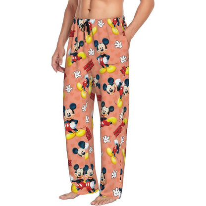 Custom Print Mickey Mouse Donald Duck Pajama Pants Men Sleep Sleepwear Bottoms with Pockets