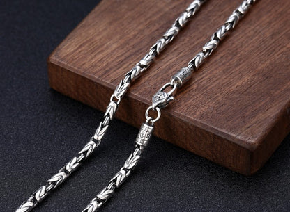 Nova Moda 100% Pura Joia de Prata S925 Retrô 6MM de Espessura Mantra de Seis Caracteres Colares Masculinos de Personalidade na Moda