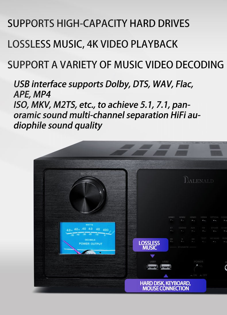 Conjunto de áudio Bluetooth de home theater com rede inteligente e 7.2 canais Balenald Dolby Atmos de última geração