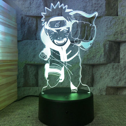 Anime Naruto Uzumaki LED Night Light Toys Akatsuki Kakashi Hatake Kid Bedroom Nightlight Itachi Uchiha 3D 7/16 colors Lamp Decor