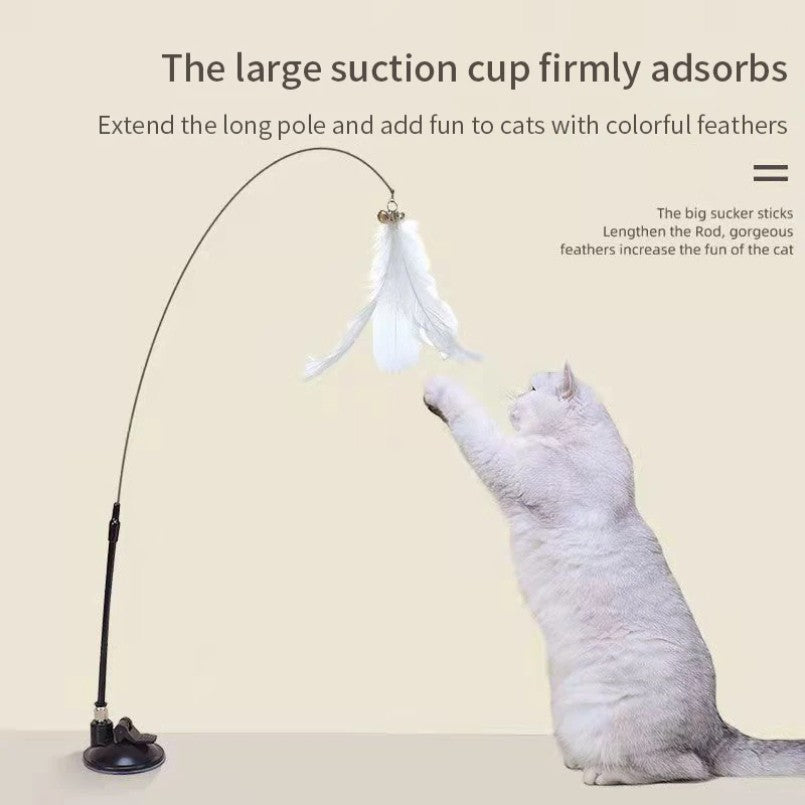 Brinquedo interativo para gatos, brinquedo de varinha para gatos, brinquedo para provocar gatinhos, brinquedo de varinha com ventosa, suprimentos para animais de estimação