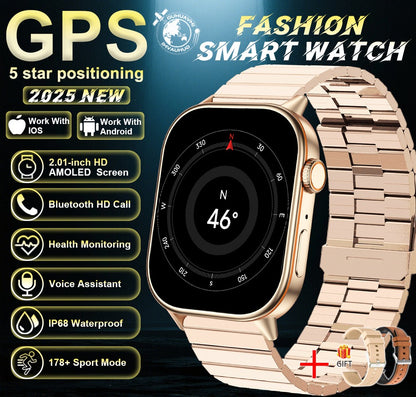 2025 Military GPS Smart Watch Men Flashlight Compass Waterproof Outdoor Sports Tracker Bluetooth Call Smartwatch For Android IOS