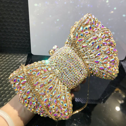 Newest Rhinestone Green/Black Clutch Purse Bow Luxury Diamond Women Red Evening Clutches Bags Wedding Bridal Bag Stones Handbags