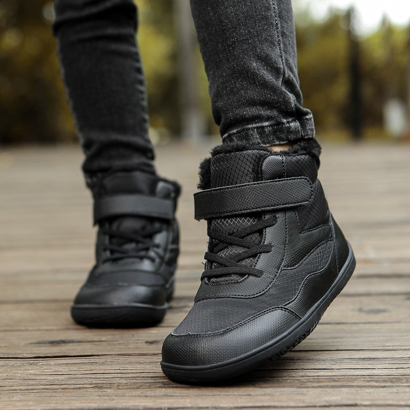 New Children's wide toe barefoot snow boots Little/Big/Kid Wide Toe Minimalist Sneakers Girls waterproof high-top cotton shoes