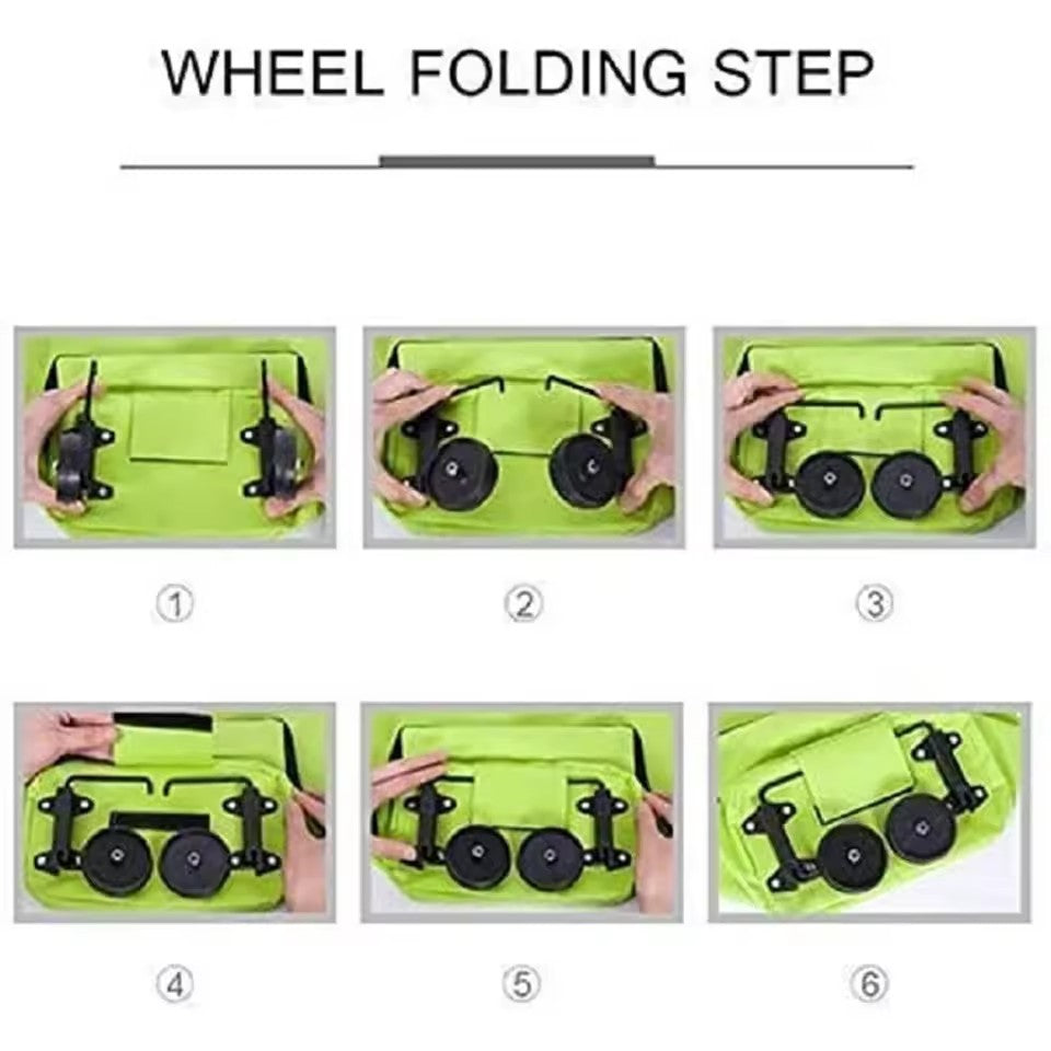 Folding Shopping Pull Cart Trolley Bag With Wheels Foldable Shopping Bag Reusable Grocery Bag Food Organizer Vegetables Bag