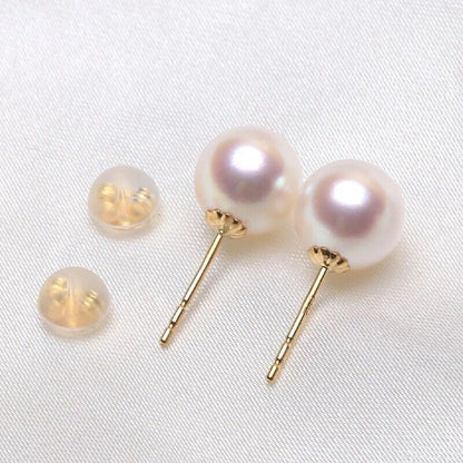 Lindos Brincos Femininos de Pérola Branca AKOYA Natural AAA+ 9-10mm Ouro 14K com Frete Grátis