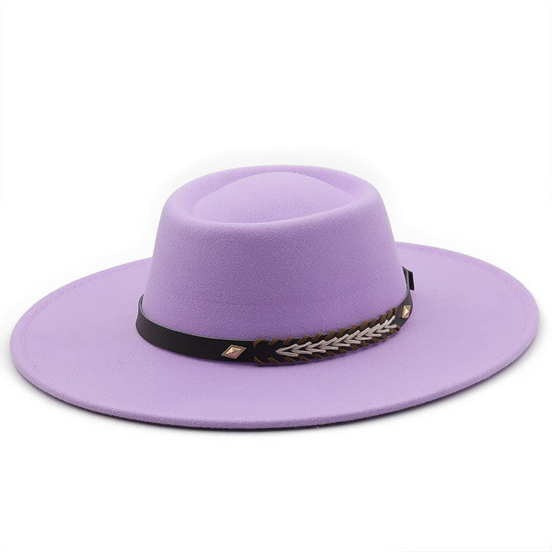 British Style Felt Fedoras Hats for Women9.5CM Wide Brim Men Formal Luxury Jazz Caps Bowler Wedding Dress Hat Chapeau Femme