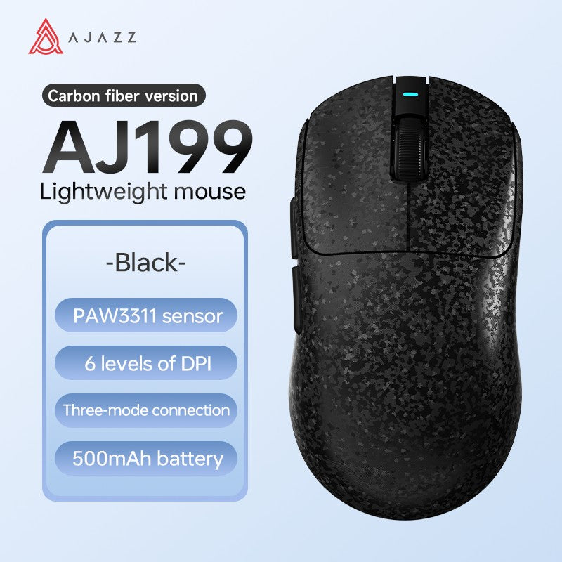 AJAZZ AJ199 Mouse Gamer Sem Fio PAW3311 24000DPI Leve Bluetooth/Com Fio em Fibra de Carbono para PC Laptop Gamer
