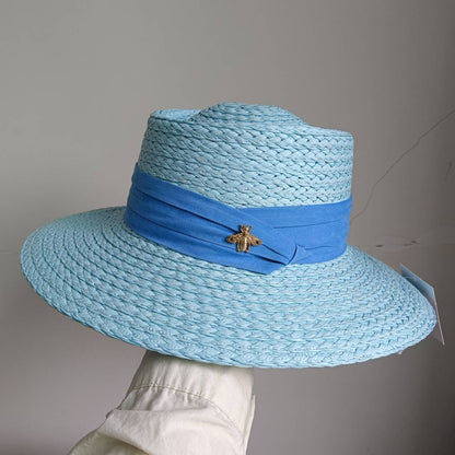 2023 Summer sun hat Lafite grass French straw hat Women's chain decorated straw hat Holiday Sun hat Punk style  beach