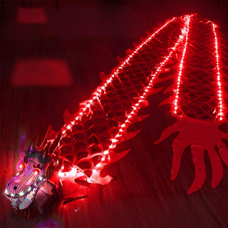 3Meters LED Glowing Dragon Poi With Dragon Head Chinese Dragon Dance Outdoor Fitness Juggling LED Dragon Stream Props