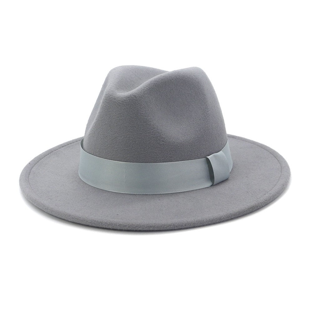 HOAREE Purple Wool Felt Jazz Fedora Hats Men Women Wide Brim Sombrero British Style Trilby Formal Panama Cap Solid Dress Hat
