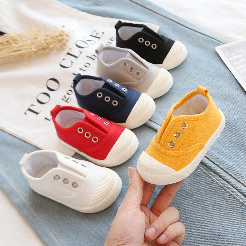 New Children's Low Cut Canvas Shoes Breathable Boys' Cloth Shoes Fashion Girls' Casual Shoes Colored Biscuit Shoes