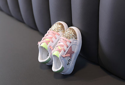 Kids Sneakers 2022 Spring Girls Fashion Glittering and Antiskid Children Chunky Sneakers Baby Shoes Casual Sport Running Sneaker