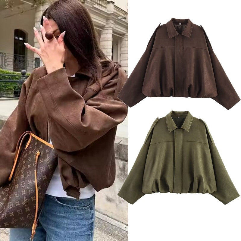 TFMLN Autumn Women Fashion Bomber Jackets Casual Soft Lantern Long Sleeve Oversized Coat  Female Short Zipper Outwear ?
