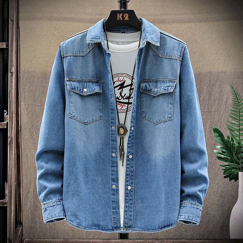 2025 Autumn New style high quality Denim shirts Men's fashion Casual Long Sleeve