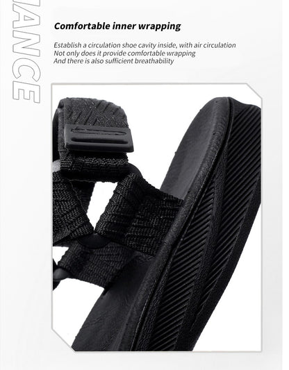 Black Men's Outdoor Casual Arch Support Sandals Anti-Slip Breathable Beach Holiday Sports Sandals for Summer Walking Size 40-45