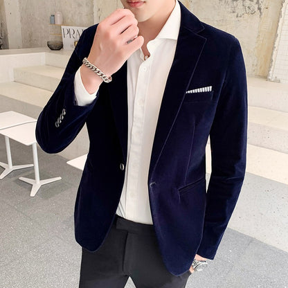2023 Spring Velvet Wedding Dress Coat Mens Blazer Jacket Fashion Casual Suit Jacket Stage Men's Business Blazers Costume Homme