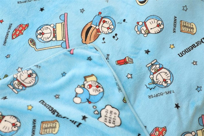Cute Doraemon Blanket Cartoon Warm Flannel Blanket Pillowcase Lovely Anime Pattern Printing Blanket Bedspread Bedroom Sofa Bed