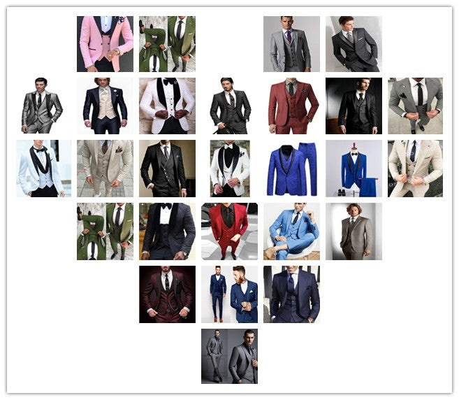 CustomizedNew White Royal Blue Rim Stage Clothing for Men Suits Male Wedding Set Costume Groom Tuxedo Formal (Jacket+pants+vest)