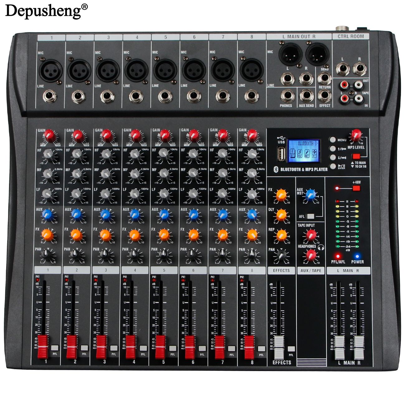 6//8/12 Channel Professional Audio Mixer  Studio Audio Console USB MP3 Input 48v Phantom Power DJ Console