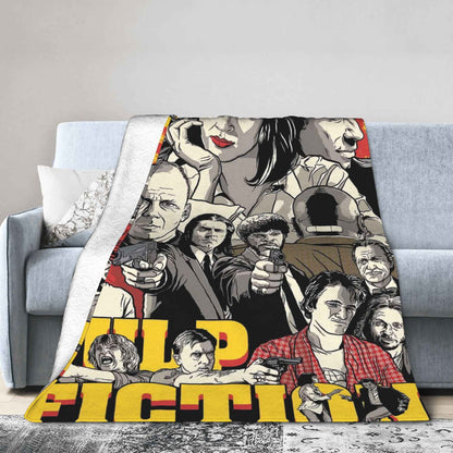 Pulp Fiction Filme Clássico Manta de Flanela Inverno Quente Macia para Estudantes Quarto Aconchegante Colcha de Sofá-Cama