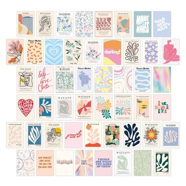 50pcs Vintage Poster Wall Collage Kit Room Decor Vintage Aesthetic Photo Collage Kit Insect Plant Postcard Halloween Decoration