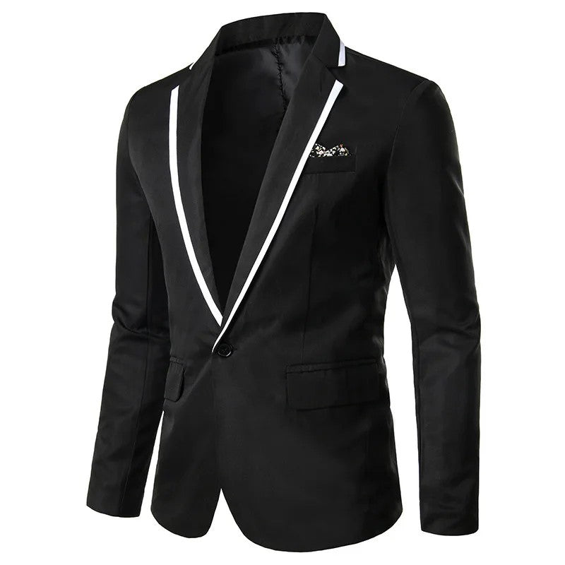 Cross-Border Color Block Single Suit 2024 Men's Casual Western-Style Long Sleeve Slimming Business Jacket Smooths Your Silhouett