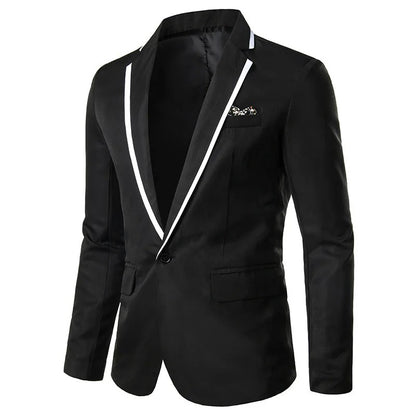 Cross-Border Color Block Single Suit 2024 Men's Casual Western-Style Long Sleeve Slimming Business Jacket Smooths Your Silhouett