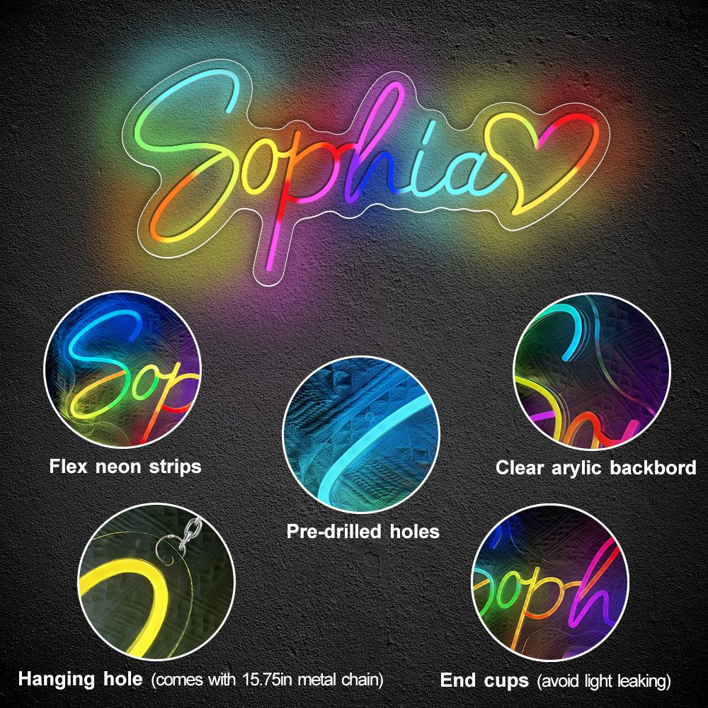 Rgb Neon Light Custom Neon Led Sign Personalized Neon Name Rgb Led Lamp Led Rgb Lights Letters Name Sign Wall Bedroom Decoration