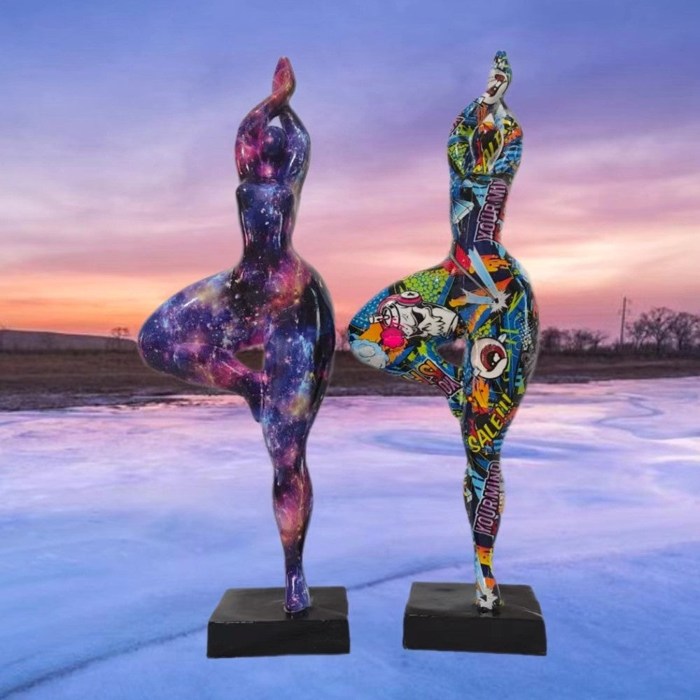 Europe Resin Decoration Home Wine Cabinet Ornaments Action Figures Statue Graffiti Yoga Weight Loss Woman Living Room Decor New