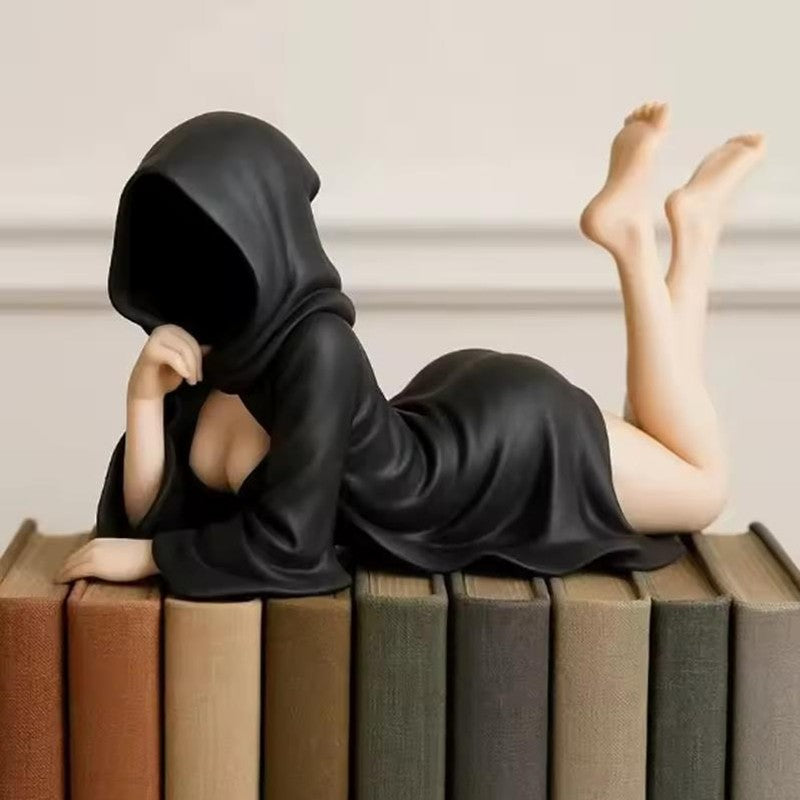 Gothic Woman Statue Masked Women Halloween Decorations Desktop Ornament Mysterious Lady Sculpture For Office Bedroom Home Decor