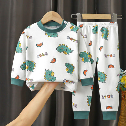 Cotton Children Pajamas Sets Unisex Soft Comfort Warm Cute Cartoon Printed Suitable Boys Girls Perfect for Autumn Winter Warmth