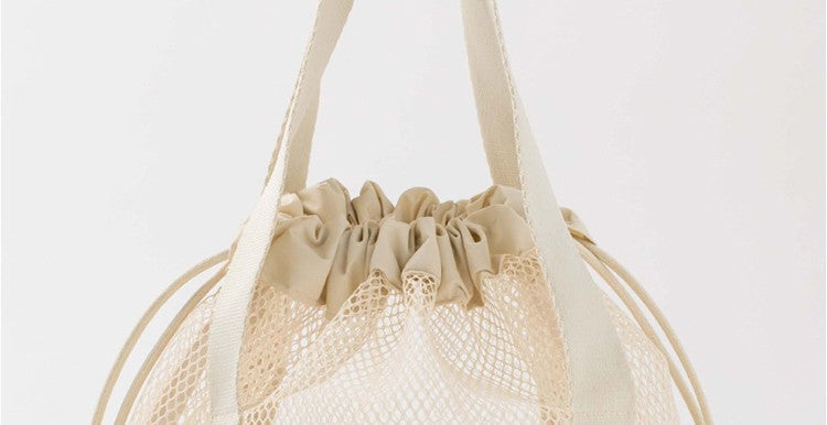 Travel Large Capacity Mesh Nylon Cosmetic Bag Organizer Foldable Casual Mesh Drawstring Bags Rope Bundle Pocket Swim Washing Bag