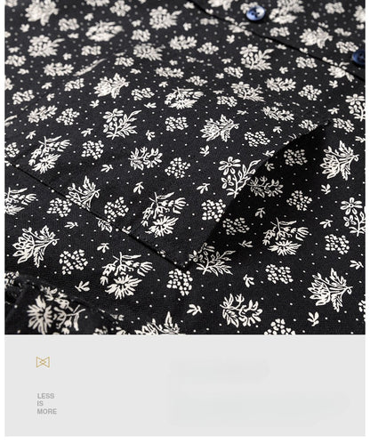 Fashion korean100%cotton casual long-sleeve shirts for men slim fit plain tops print designer vintage elegant clothes streetwear