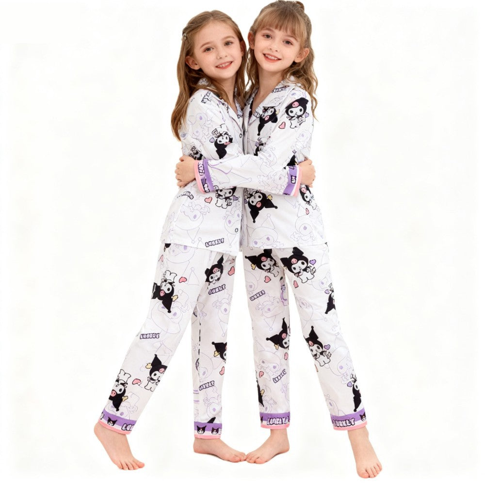 Sanrio Kuromi Girls Pajamas Sets Pijamas Navideños Melody Cinnamoroll Kids Pyjamas Girls Clothes 2pcs Full Sleeve & Pants Sets
