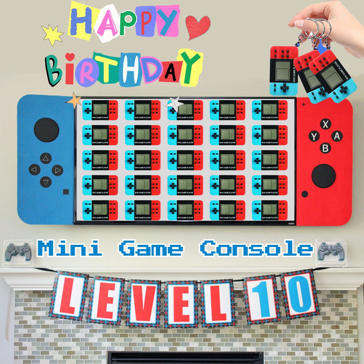 12-100pcs Mini Handheld Game Console Keychain Video Game Party Favors For Kids Birthday Christmas Gifts School Classroom Prizes