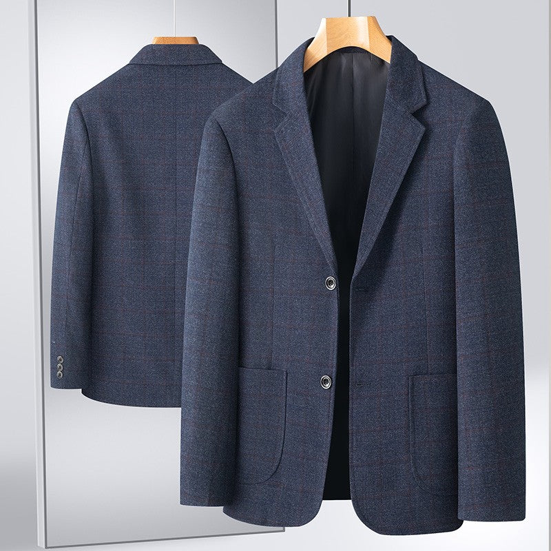 New Men's Blazer Fashion Middle-aged Business Casual Professional Wear Casual Loose British Style Sub-trend Four Seasons Suit