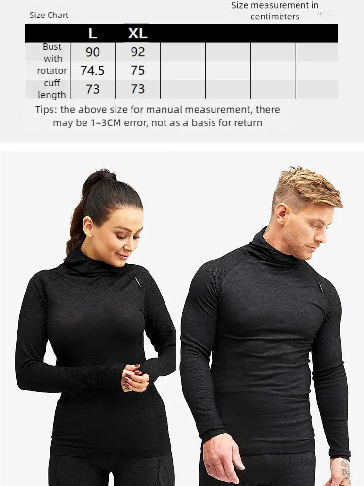 Outdoor men's and women's ski base set Merino wool thermal underwear multi-functional compression clothes running training cloth