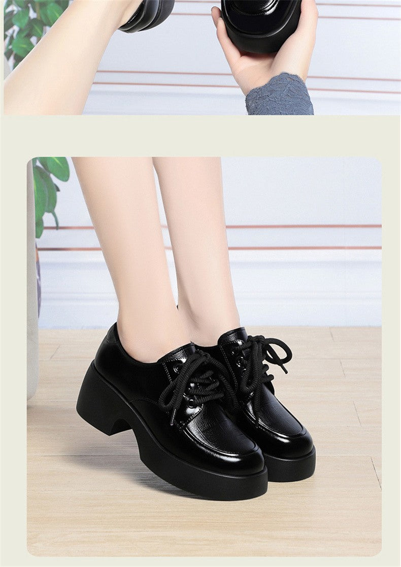 Soft Leather Uniform Shoes Female British Girl Japanese Wild Black Retro Mary Jane Shoes Lolita Platform Shoes Low Anti-slip