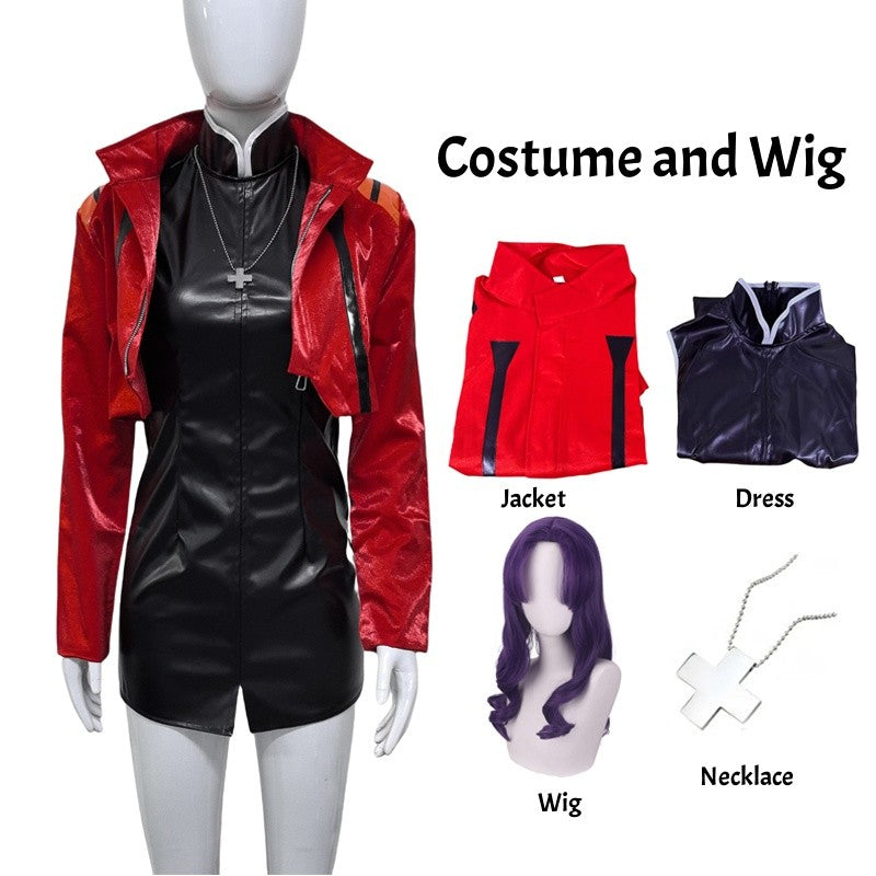 Katsuragi Misato Cosplay Costume Anime EVA Katsuragi Misato Cosplay Red Jacket Dress Uniform Halloween Party Costume For Women