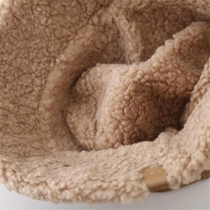 Trendy Lambswool Winter Bucket Hat Thickened Soft Fisherman Cap Warm Corduroy Beanies Cap for Casual, Trips, Sports, Skiing