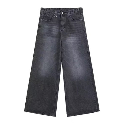 New Men's Baggy Straight Leg Wide Leg Jeans Male Fashion Vintage Wash Casual Denim Pants Youth Popular Brand Streetwear Trousers