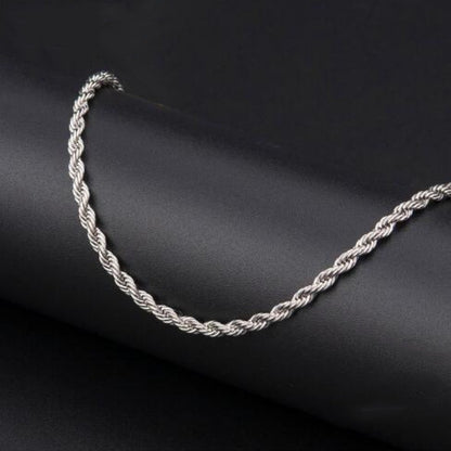 Colar 3mm Clássico de Aço Inoxidável Torcido Corrente Longa Pingente para Homens Mulheres Estilo Punk Hip Hop Rock Personalidade Gargantilhas Joias