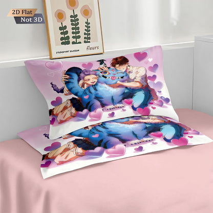 3pcs K-Pop Demon Hunters printed coreless down duvet cover various sizes, soft bedroom bedding decoration, machine washable