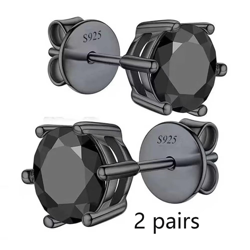 S925 Sterling Silver Four/Six Jaw Moissanite Earrings VVS1 White&Black Moissanite GRA Certified Male And Female Earrings Gift